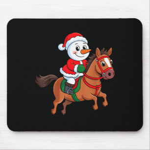 Toddler Kids Snowman Santa Hat Riding Horse Christ Mouse Pad