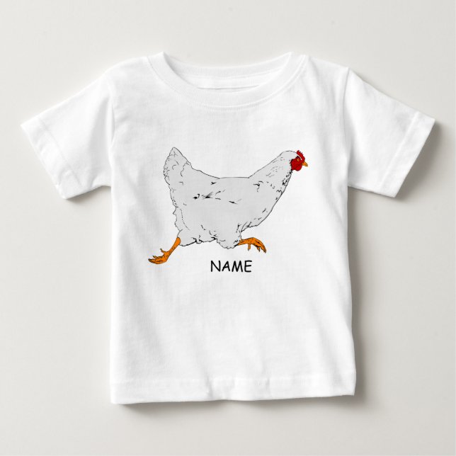 Toddler Ruffle Tee HEART AND RUNNING HEN (Front)