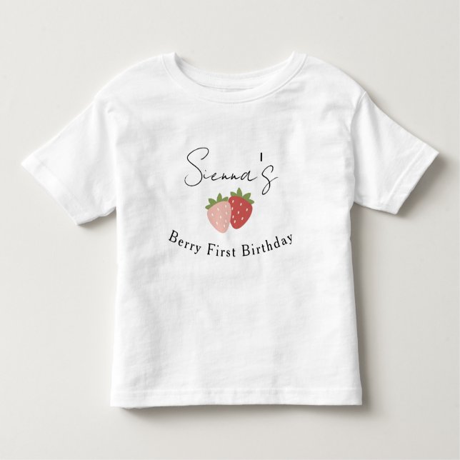 Toddler Strawberry Berry First Birthday T-Shirt (Front)