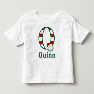 Toddler Striped Santa Christmas Shirt monogram Q