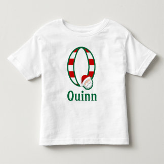 Toddler Striped Santa Christmas Shirt monogram Q