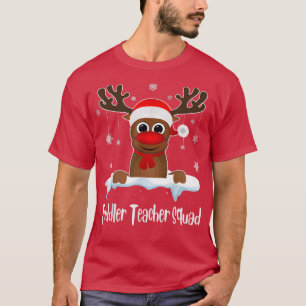 Toddler Teacher Squad Reindeer Santa Hat Christmas T-Shirt