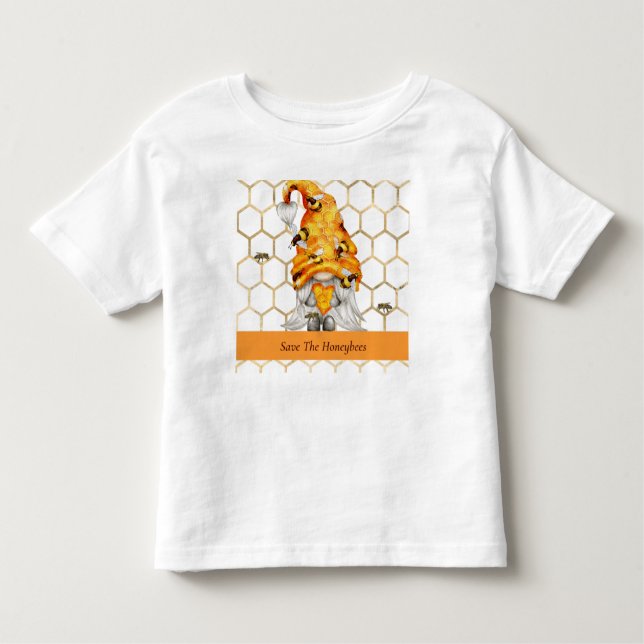 Toddler Tee Shirt for Girl, or Boy Honeybee Gnome (Front)