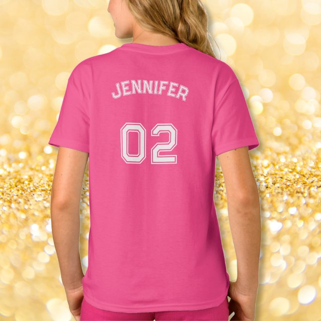 Toddler Teen Girl Name Jersey Number Pink Sports T-Shirt (Toddler Teen Girl Name Jersey Number Pink Sports T-Shirt)