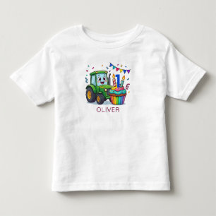 Toddler Tractor Colourful Name Age T-Shirt