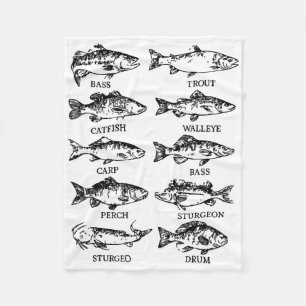 Toddler Types Freshwater Fish Funny Fisherman Men  Fleece Blanket