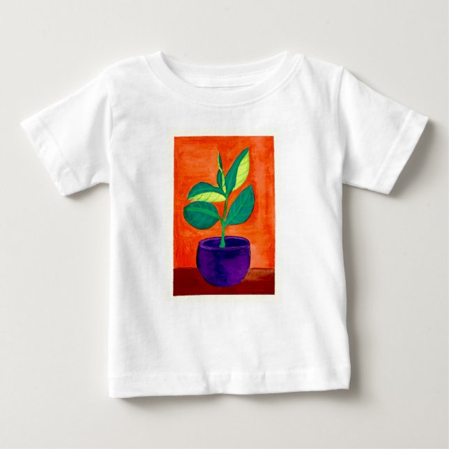 Toddler Whimsical Painted Potted Plant Art T-Shirt (Front)