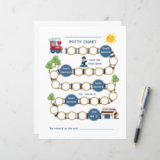 Toddlers Paper Sheet Potty Chart with Train