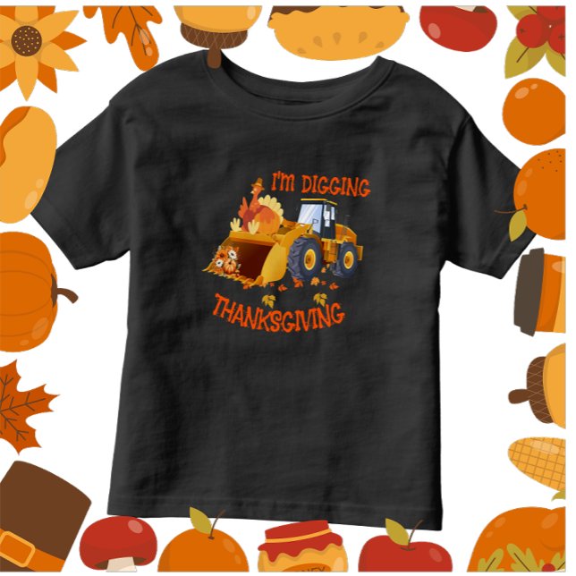 Toddlers Tractor Turkey I'm Digging Thanksgiving Toddler T-Shirt (Creator Uploaded)