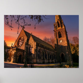Todmorden Unitarian Church at Sunset Poster