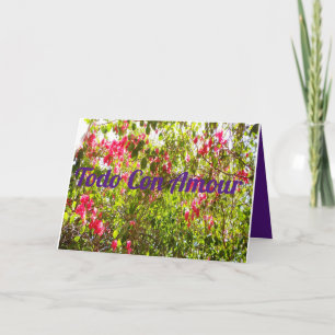 Todo Con Amour pink flower floral design leaves Card