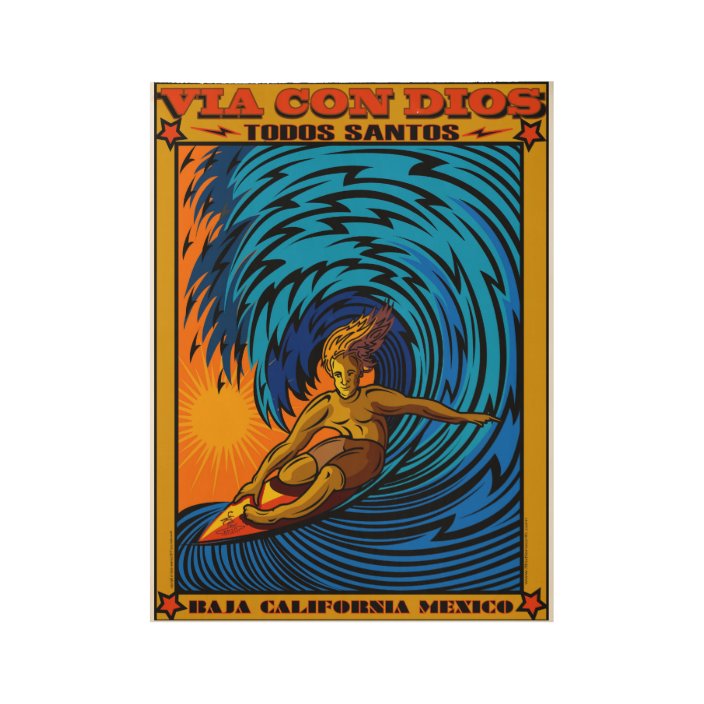 TODOS SANTOS SURFING BAJA MEXICO WOOD POSTER Zazzle.co.nz