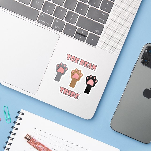 Toe Bean Cat Paw Trio Gray Brown Black Kitty (Laptop w/ iPhone)
