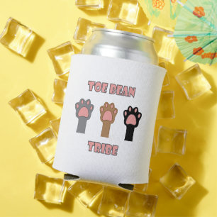 Toe Bean Tribe Cute Kitty Cat Paws Pink Can Cooler