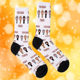 Toe Bean Tribe Funny Cat Paws Pink Letters Socks