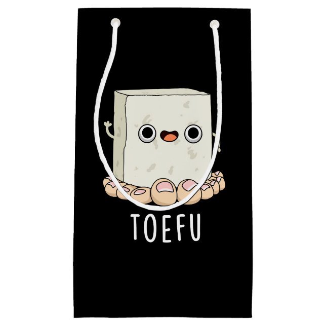 Toe-fu Funny Tofu Pun Dark BG Small Gift Bag (Front)