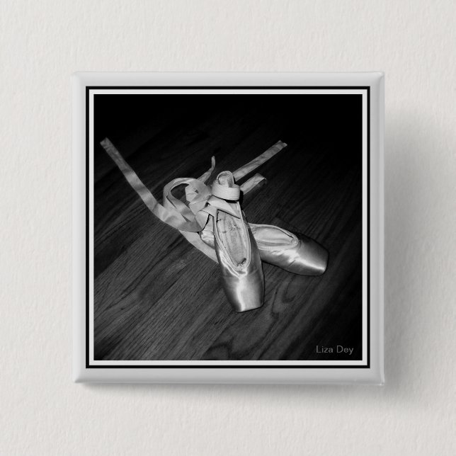 'Toe Shoes' Square Pin (B&W) (Front)