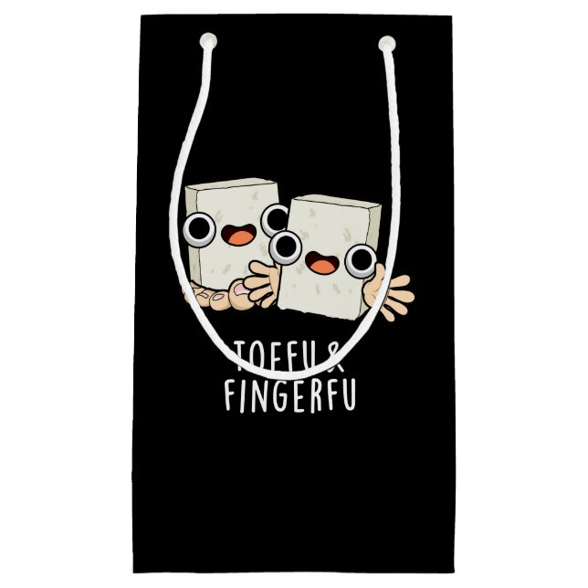 Toefu Fingerfu Funny Food Tofu Pun Dark BG Small Gift Bag (Front)