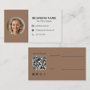 Toffee Brown QR Code Photo Appointment Architect Business Card