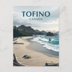 Tofino Surfer on Chesterman Beach Canada Postcard