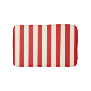 Tofu Cream Postbox Red Stripes Bath Mat