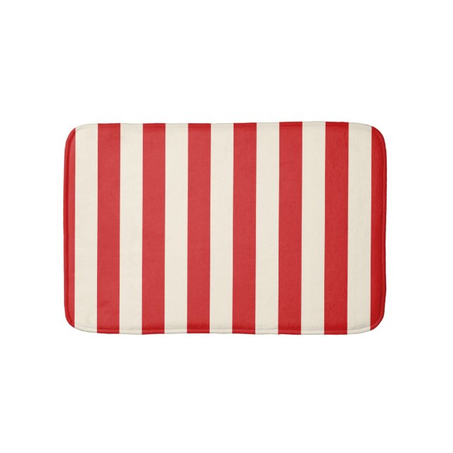 Tofu Cream Postbox Red Stripes Bath Mat (Front)