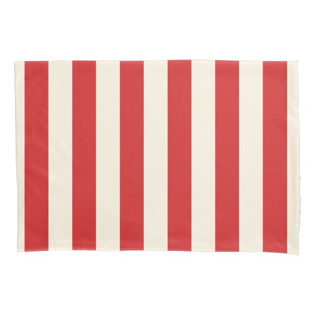 Tofu Cream Postbox Red Stripes Pillowcase (Front)