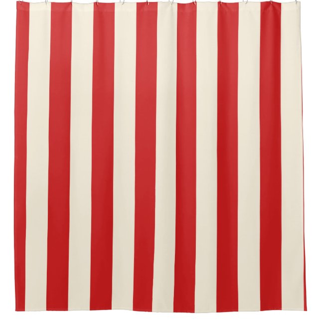 Tofu Cream Postbox Red Stripes Shower Curtain (Front)