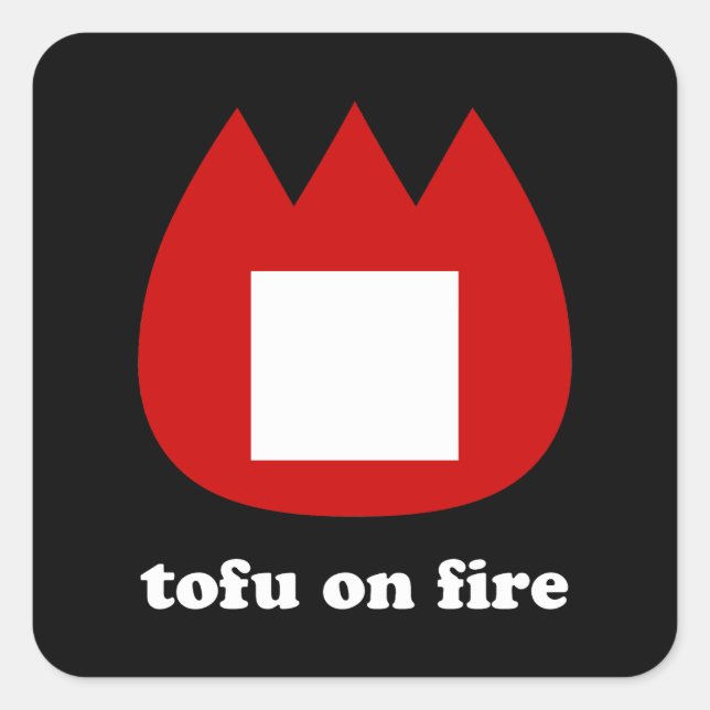 📛 tofu on fire square sticker (Front)