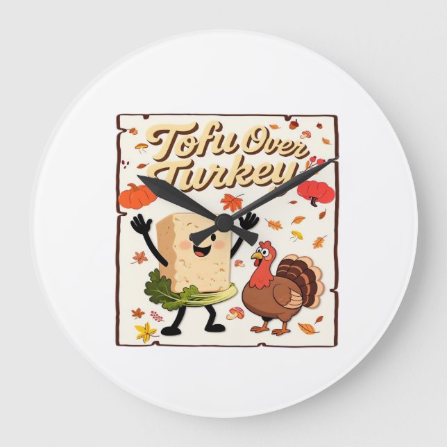 Tofu Over Turkey Classic T-Shirt Large Clock (Front)