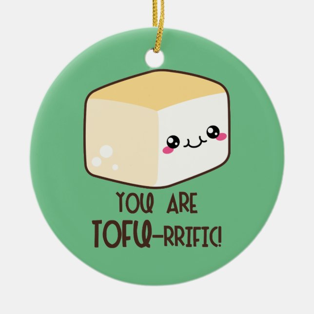 Tofu-rrific Emoji Ceramic Tree Decoration (Front)