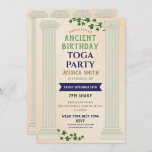 Toga Party Birthday Roman Ivy Scroll Ancient Invitation
