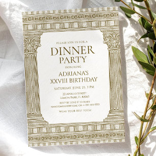 Toga Party with Elegant Brown Roman Columns Theme Invitation