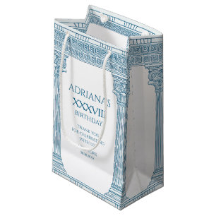 Toga party with Greek meander pattern and columns Small Gift Bag