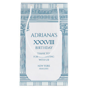 Toga party with Greek meander pattern and columns Small Gift Bag