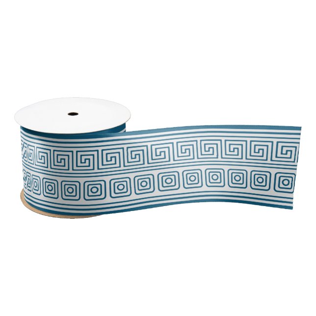 Toga party with Greek meander pattern in blue Satin Ribbon (Spool)