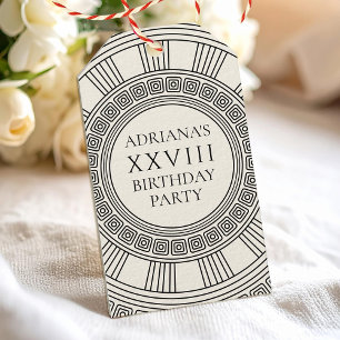 Toga themed party with Greek key pattern Gift Tags