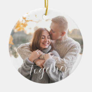 Together 2-sided Custom Photo Rustic Milestone Ceramic Tree Decoration
