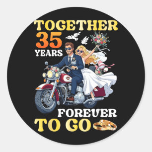 Together 35 Years Forever To Go 35th Wedding Classic Round Sticker