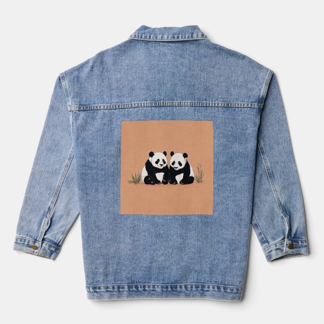 Together, Always – Happy Pandas Denim Jacket (Back)