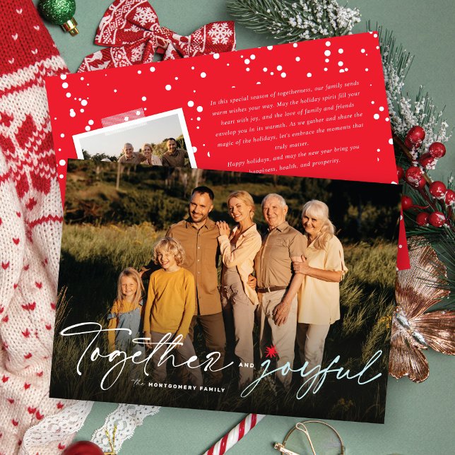 Together And Joyful Handwriting Typography Photo Holiday Card (Creator Uploaded)