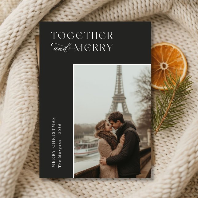 Together and Merry Elegant Family Photo Christmas Holiday Card (Creator Uploaded)