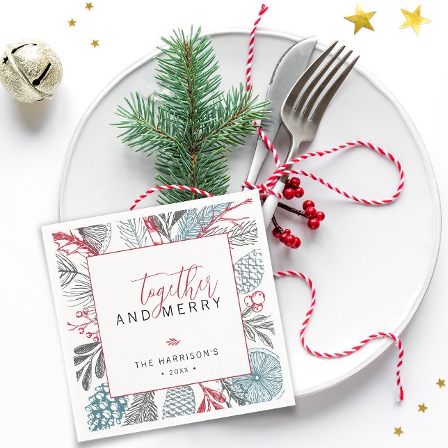 Together and Merry Holiday Greenery Paper Napkin (Together and Merry Holiday Greenery Paper Napkins)