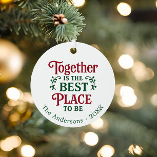 Together best place typography Christmas Metal Tree Decoration