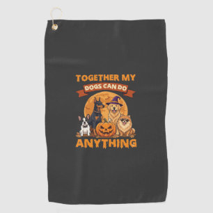 Together Dogs Can Do Anything Halloween Pumpkin Mo Golf Towel