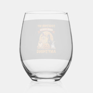 Together Dogs Can Do Anything Halloween Pumpkin Mo Stemless Wine Glass