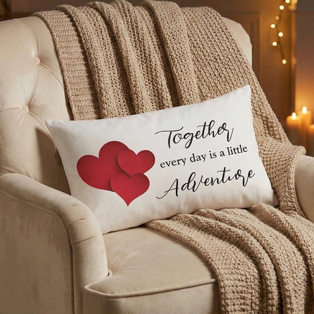Together Every Day Adventure Valentines Day Quote Lumbar Cushion (Creator Uploaded)