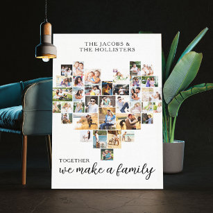 Together Family Heart Shaped 36 Photo Collage Canvas Print