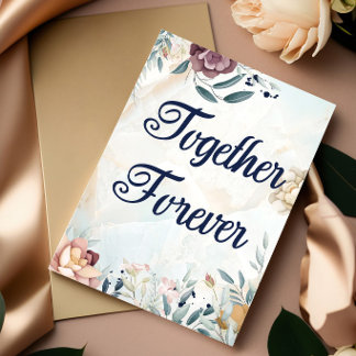 Together Forever Botanical Marble Wedding Invitati Invitation