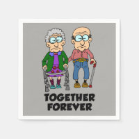 Together Forever Old Couple Anniversary Napkins